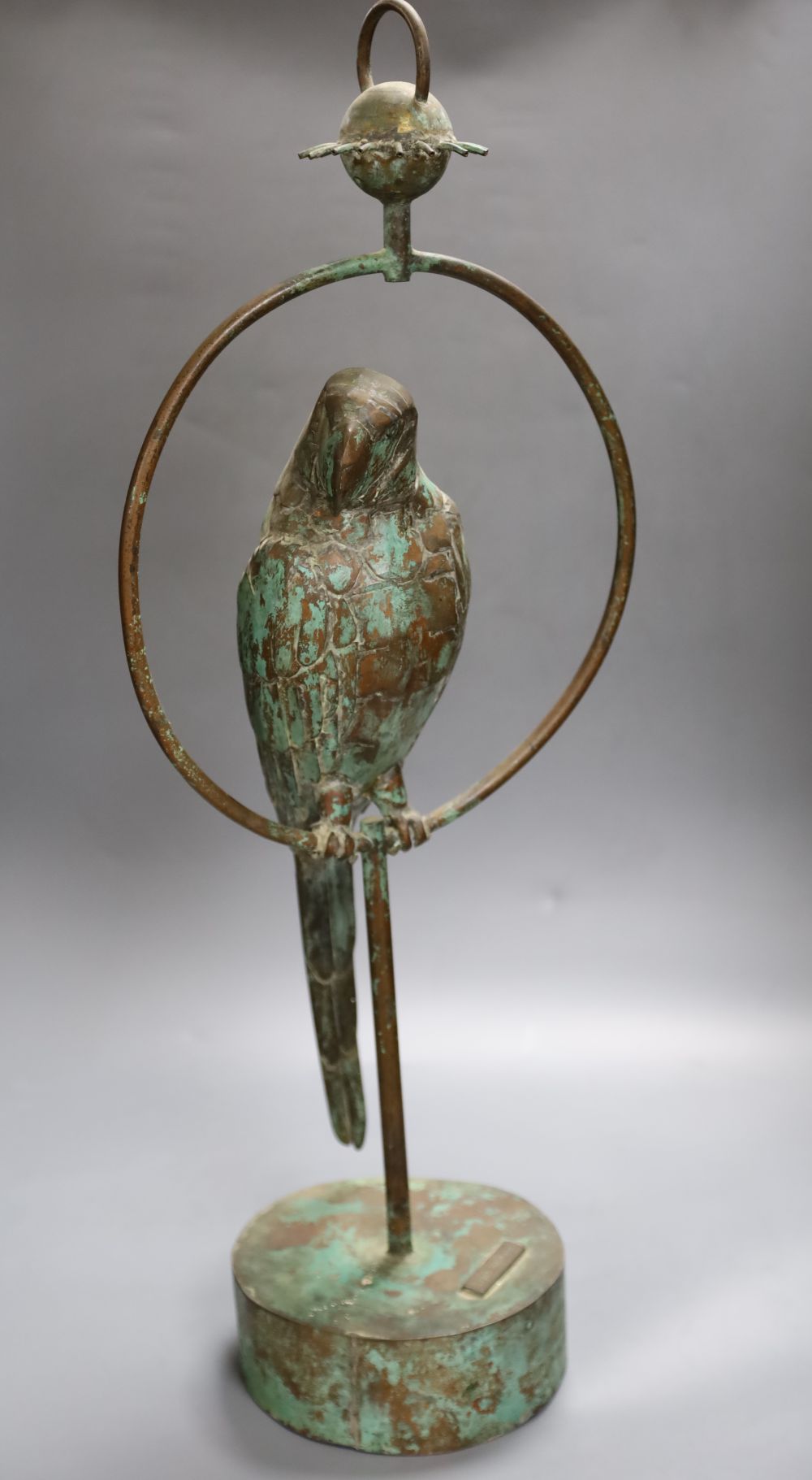 Eugene Holmann. A copper macaw water fountain, height 70cm